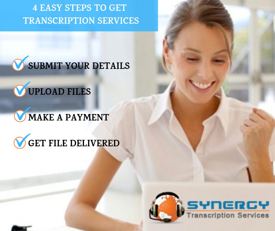 SY_Transcript's tweet image. 4 easy steps to get your transcription services
•Submit your details
•Upload files
•Make a payment
•Get file delivered ......... goo.gl/73ZoDk
#transcription #translation #usa #TalkLikeAPirateDay #WednesdayWisdom #synergytranscript #NJ