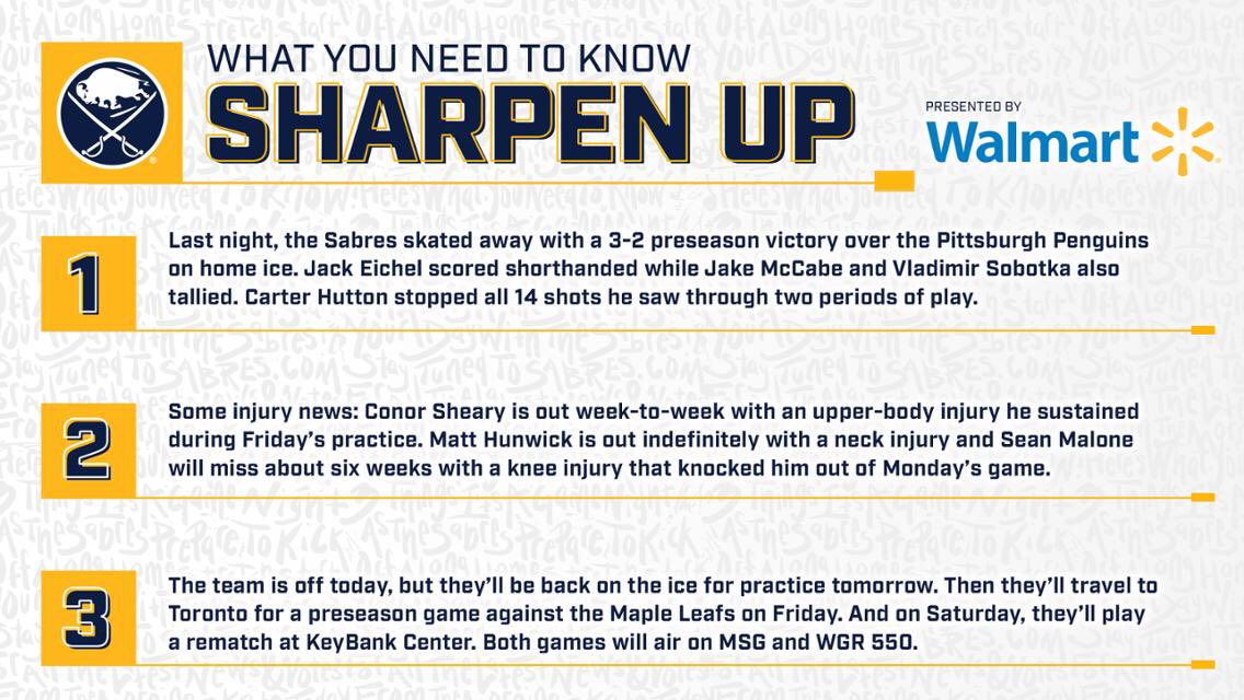 The boys put together a win on home ice last night. ⚔️  #SharpenUp: bufsabres.co/K881BI https://t.co/U6YkRZXSgk