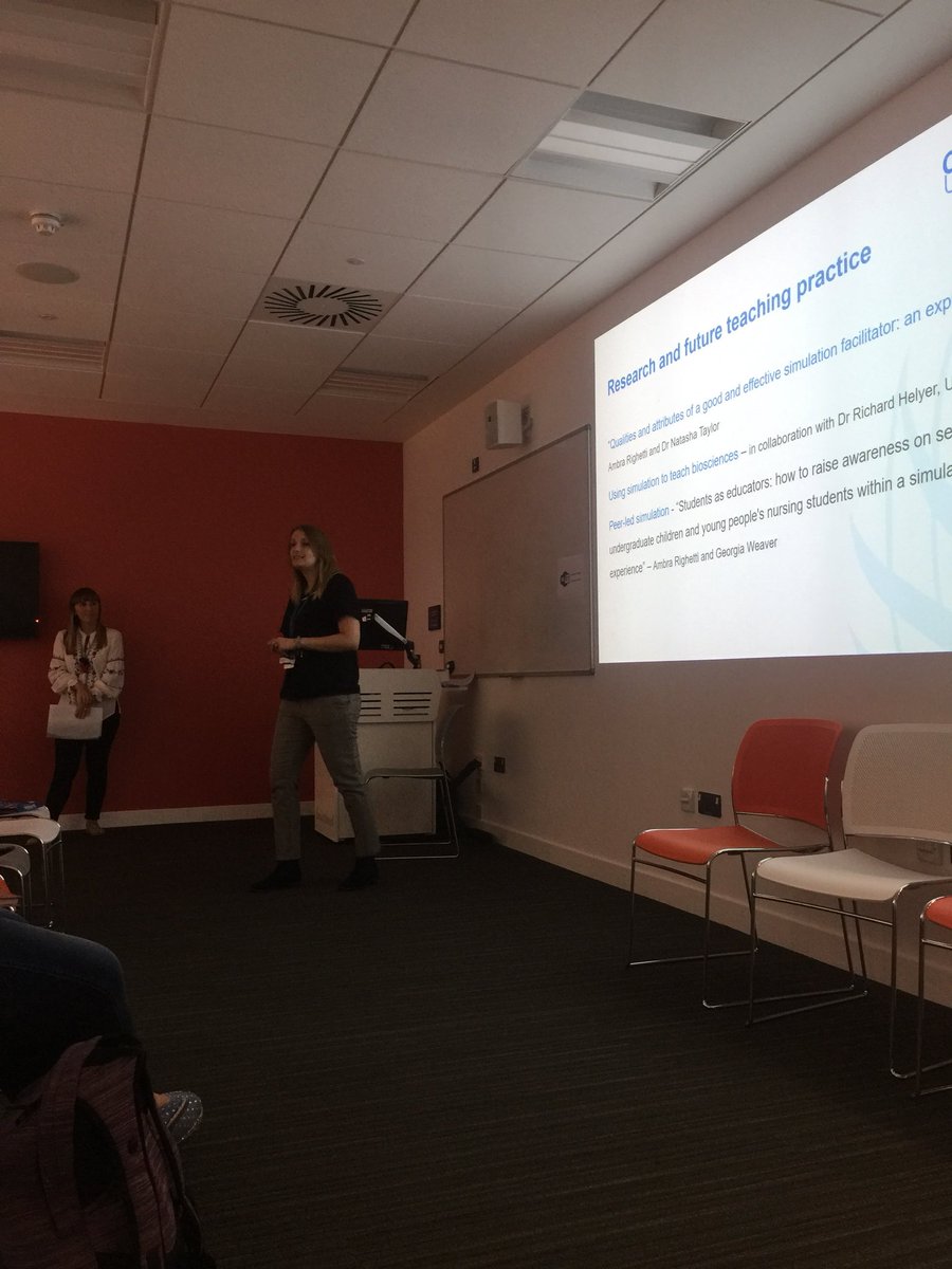 CovUniSim's tweet photo. Brilliant session by @AmbraRighetti and 3rd year student Georgia, talking about our CYP Nursing simulation innovation. #CovSimConf #HcSimWeek18 https://t.co/AVV5reDv6D