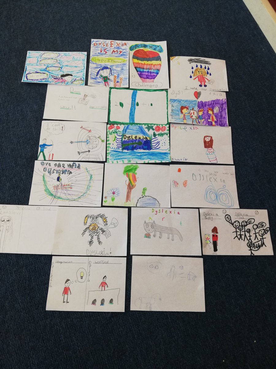 TomorrowsGen's tweet image. This is what #dyslexia looks like to some of our pupils. They are for a #visualdialogue #Exhibition #casetostudy for #dyslexiaawarenessmonth @RiverfrontArts. We hope you like them Rebecca Hammett. They are in the post!