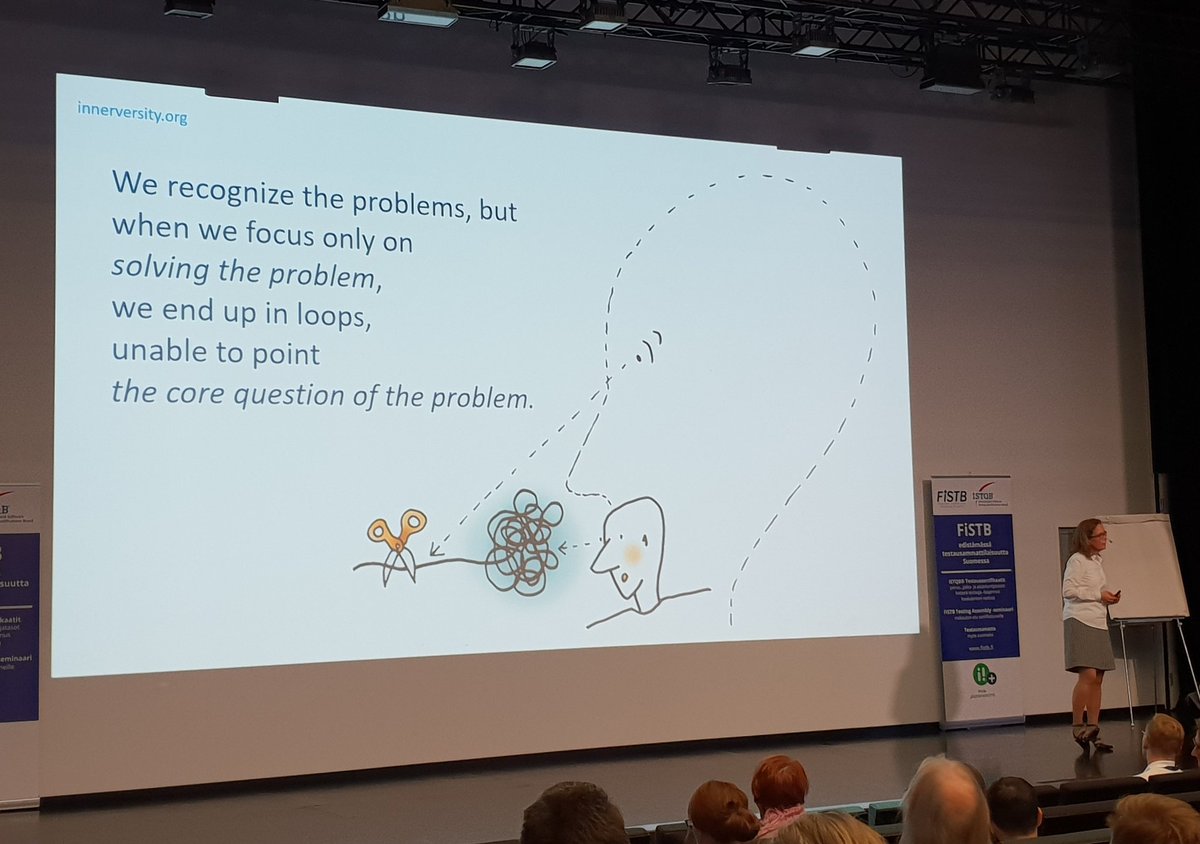 Interesting keynote on intuition by <a href="/astaraami/">Asta Raami</a>. Reminded ex-colleague's saying that "if it's impossible to do, give it to trainees - they don't know yet that it can't be done". Do you take path already taken or think outside of the box? #TAHelsinki