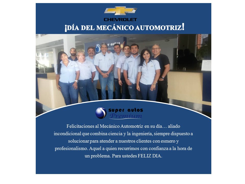 SAPremium's tweet photo. Felicidades a todo nuestro equipo técnico por su buena labor y seguir brindándole a nuestros clientes confianza y seguridad en todo momento…
#diadelmecanicoautomotriz #felizdia #siemprecontigo #chevrolet #tudia #felicidades #somoslosmejores #SAPremium https://t.co/jyvDQBx3m0