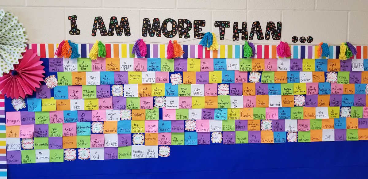 Wow, these were all answers given by elementary students. We have students that deal with so much and what stands out the most is that even young kids see the absurdity in test scores. Some students actually answered I am more than a test score. #iammorethan