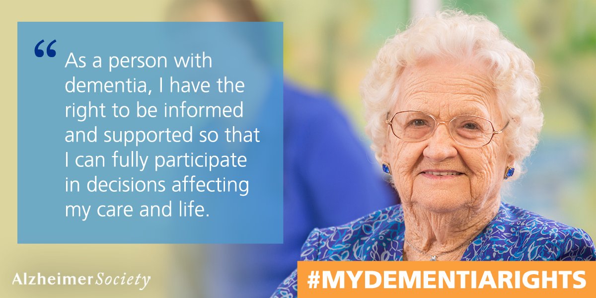 AlzCanada's tweet image. People with dementia have the right to be informed and supported so they can fully participate in decisions affecting their care and life, from the point of diagnosis to palliative and end-of-life care. #MyDementiaRights alzheimer.ca/Charter