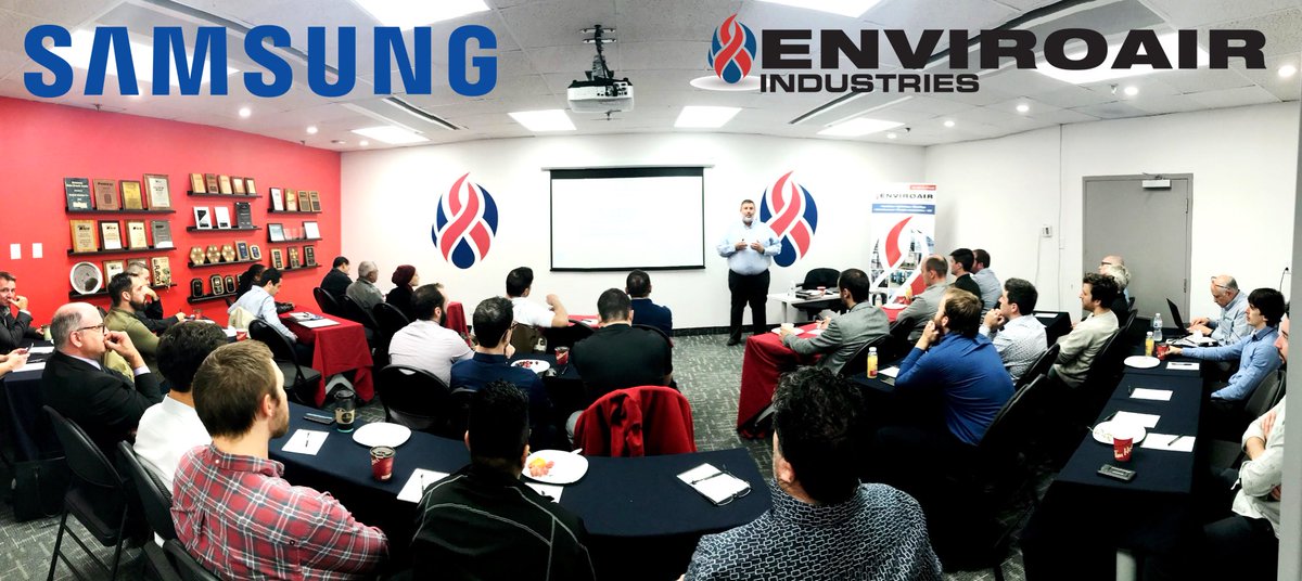 Une salle de formation bien remplie chez Enviroair pour notre évènement Samsung VRF. / Full house at Enviroair for our <a href="/Samsung_VRF/">Samsung VRF - DVM</a> event.