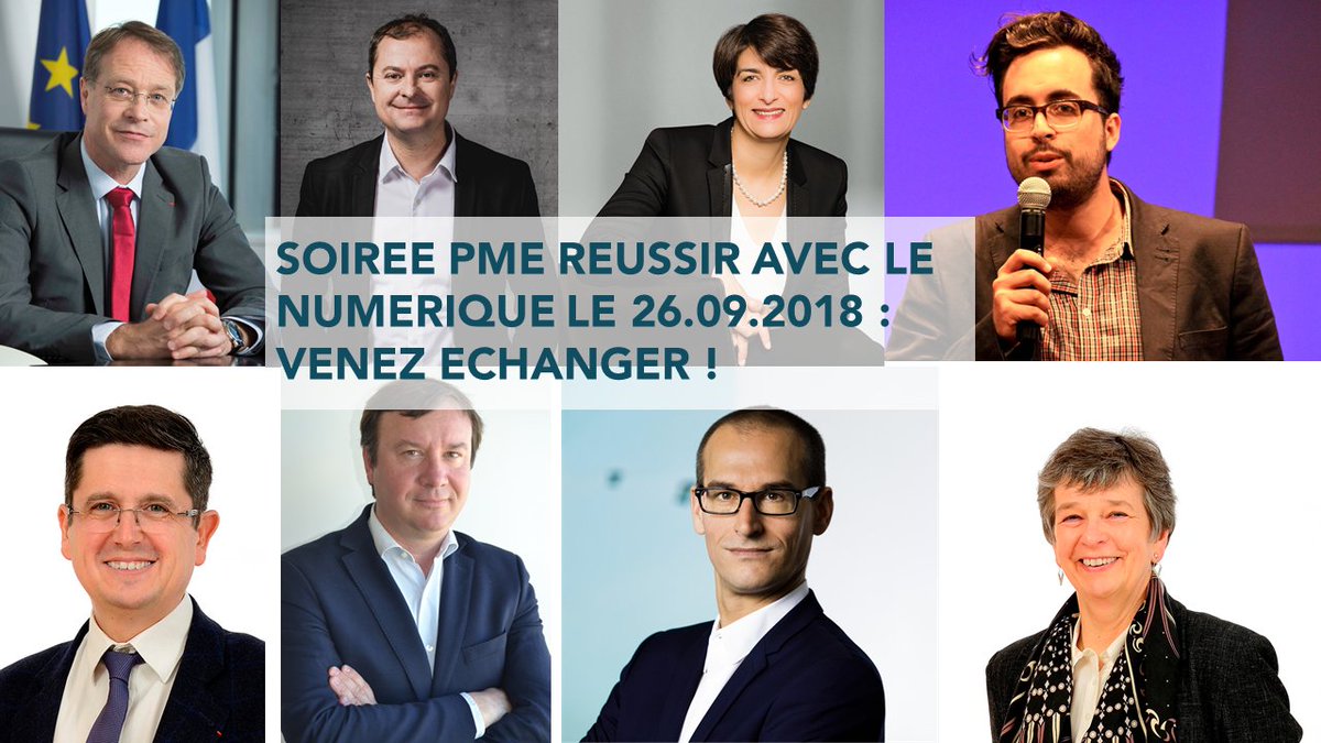 [J-8] Inscrivez-vous à la soirée #PME réussir avec le #Numérique du 26/09 et rencontrez <a href="/mounir/">Mounir Mahjoubi</a> <a href="/AsselinFasselin/">François Asselin</a> <a href="/ajouteau/">Antoine Jouteau</a> <a href="/GCauchoix/">GC</a> et bien d'autres experts et patrons de #PME !  ➡ Infos cpme.fr/upload/ftp/pro… 
Merci à nos partenaires <a href="/hmutuelle/">Harmonie Mutuelle</a> @AGEFOSPME <a href="/KPMG_France/">KPMG France</a>