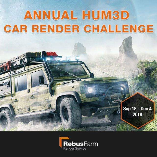 RebusFarm's tweet photo. Hum3D Car Render Challenge started yesterday!

To all car lovers, we want to see the best of the best!

Join the @humster3D challenge from Sep 18 - Dec 4 
and win fantastic prizes: https://t.co/iKwJuC3Jg1

#rebusfarm #renderfarm #humster3d #3dchallenge #3d #cg #cgi #car https://t.co/e9dVxyPfwF