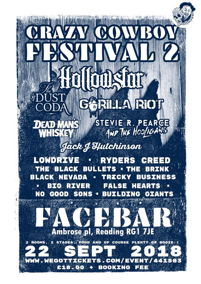 COUNTDOWN=3 DAYS 🎉🎉🎉 <a href="/HollowstarBand/">Hollowstar</a> <a href="/TheDustCoda/">The Dust Coda</a> <a href="/GorillaRiotRock/">Gorilla Riot</a> @DeadMansWhiskey #StevieRPearceEtc <a href="/JackJHutchinson/">Jack J Hutchinson</a> #Lowdrive <a href="/RydersCreed/">RYDERS CREED</a> <a href="/BlackBulletsUK/">The Black Bullets</a> <a href="/BlackNevadaBand/">Black Nevada</a> <a href="/Tr_ckyBusiness/">Tricky Business</a> @FalseHeartsBand <a href="/No_Good_Sons/">No Good Sons</a> <a href="/Building_Giants/">Building Giants</a> 
Tix: tinyurl.com/y9q5odak