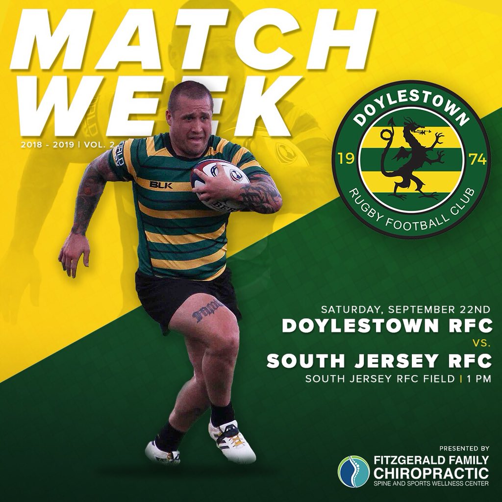 MATCH WEEK is presented by Fitzgerald Family Chiropractic. 
#chiropractic #chiropracticadjustment #doylestown #dtown #DRFC #15as1 #EPRU #rugby #rugbylove #loverugby #rugbyunion #rugger #dragons #rugbylife #scrumlife #dragonsonfire #rugbyfam #rugbypals  #clubrugby #usaclubrugby