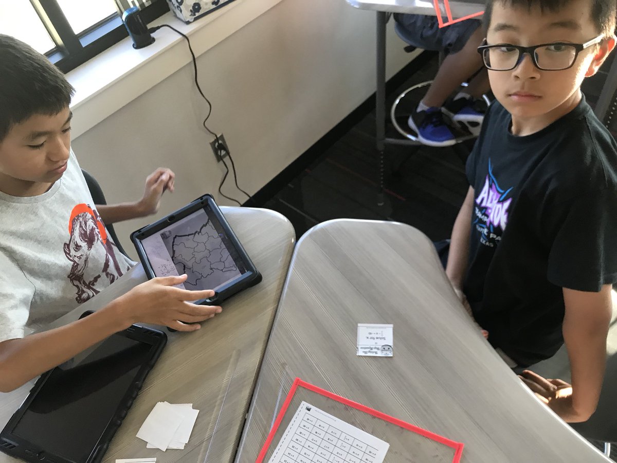 Playing CONQUEST- Solving Two-Step Equations (battling for territories in France) in Room 118. Math Giraffe rocks! #CMSWestconnects @CISDourStory