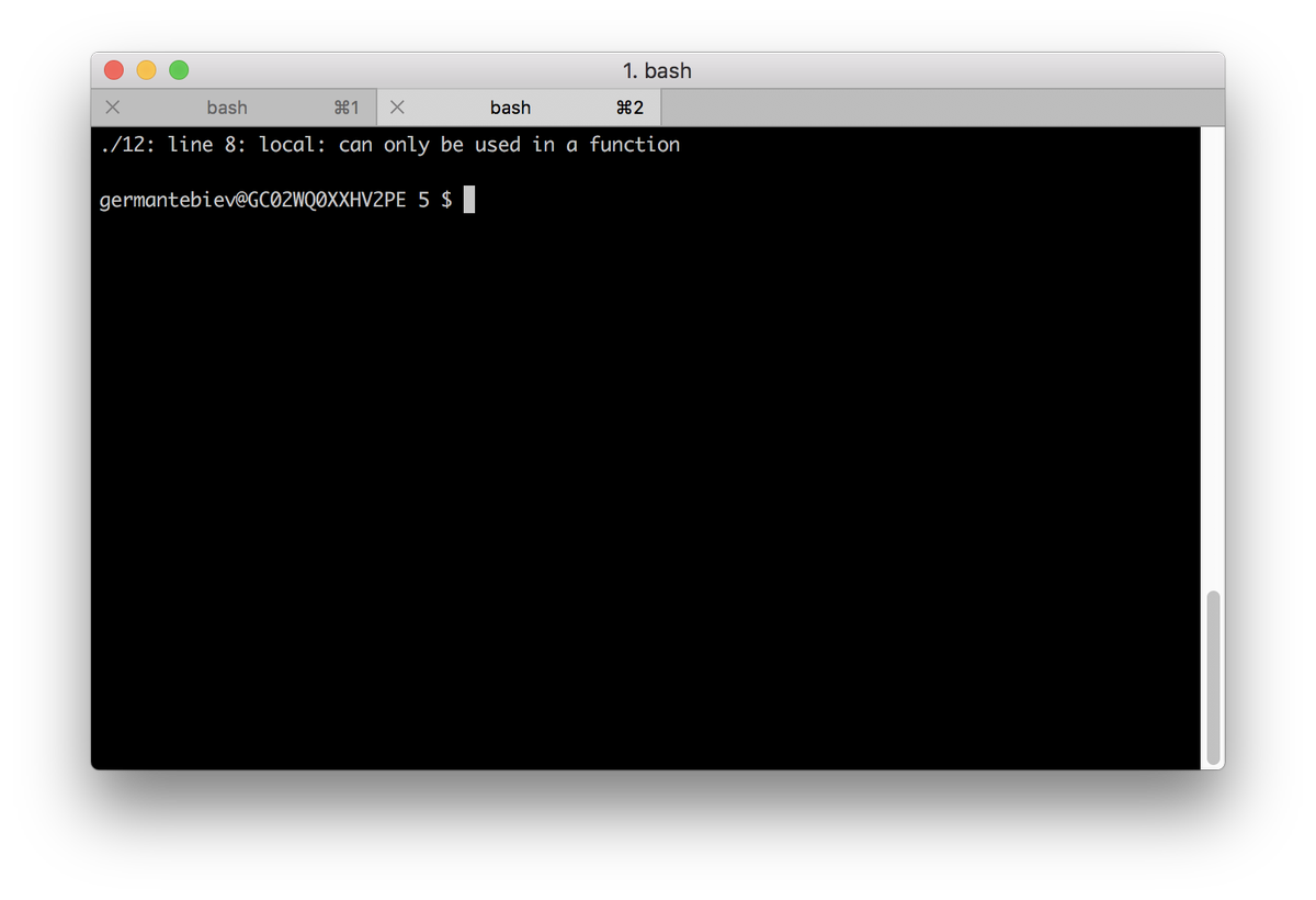 turbobureaucrat's tweet photo. Just discovered an interesting concept of anonymous function in #Bash. Wanted to try it out but it appeared that Bash doesn't treat an anonymous function as function!๐ฎ Removing local keyword worked fine.
#MasteringBash #Shell #Linux https://t.co/v6EqsHCSYJ