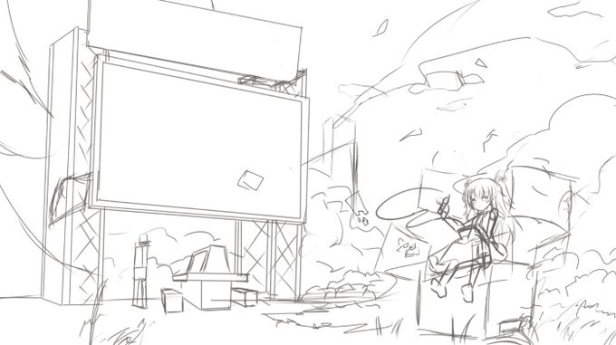 パースでととのなきゃだけど
こんな感じの背景込みの構図描きたいマン
ヾ(:3ノシヾ)ノシ 