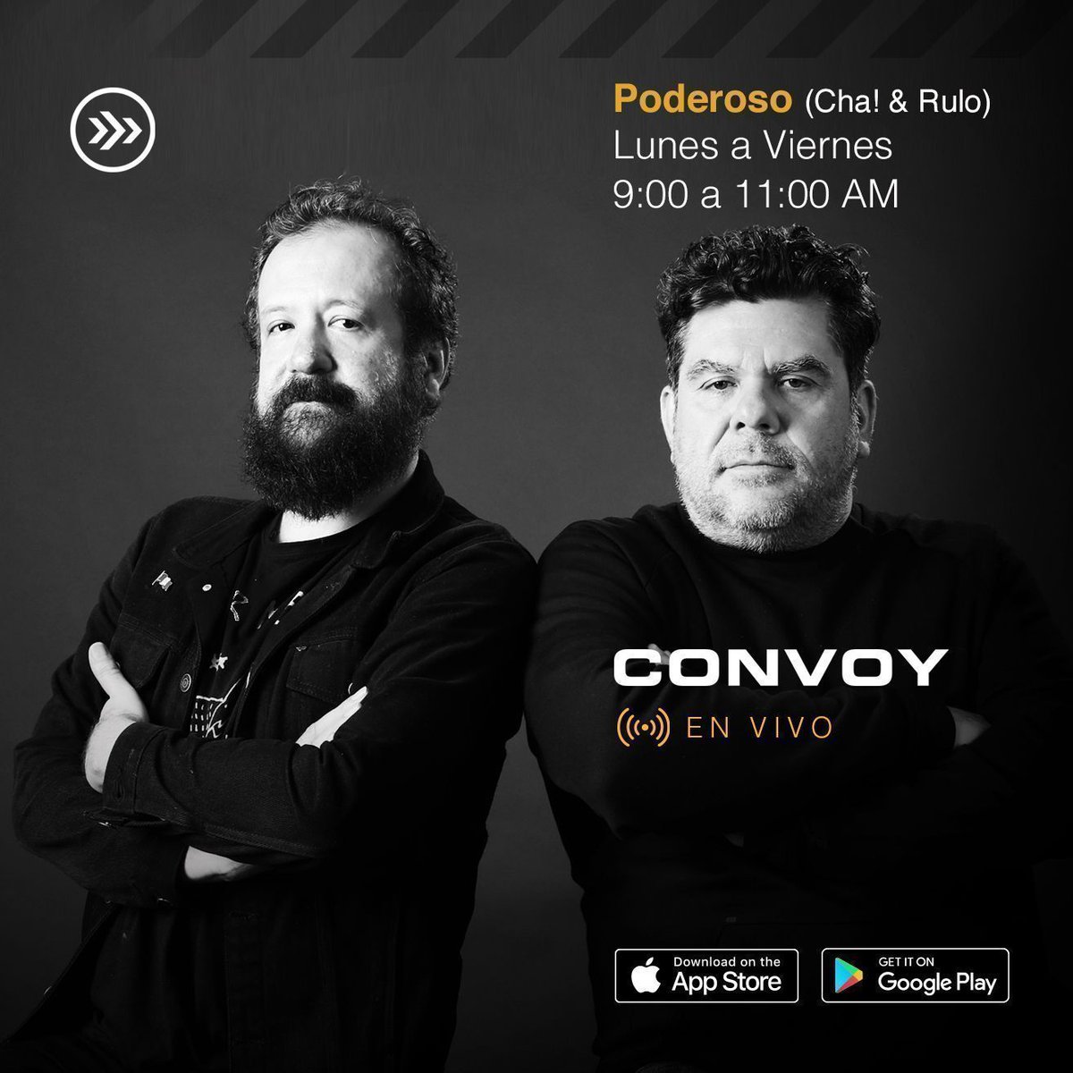convoynetwork's tweet photo. Ahora EN VIVO @ruleiro y @eltalcha. Escúchalos de 9:00 a 11:00AM y comunícate con ellos usando #Poderoso https://t.co/iwSbsdrDFs
