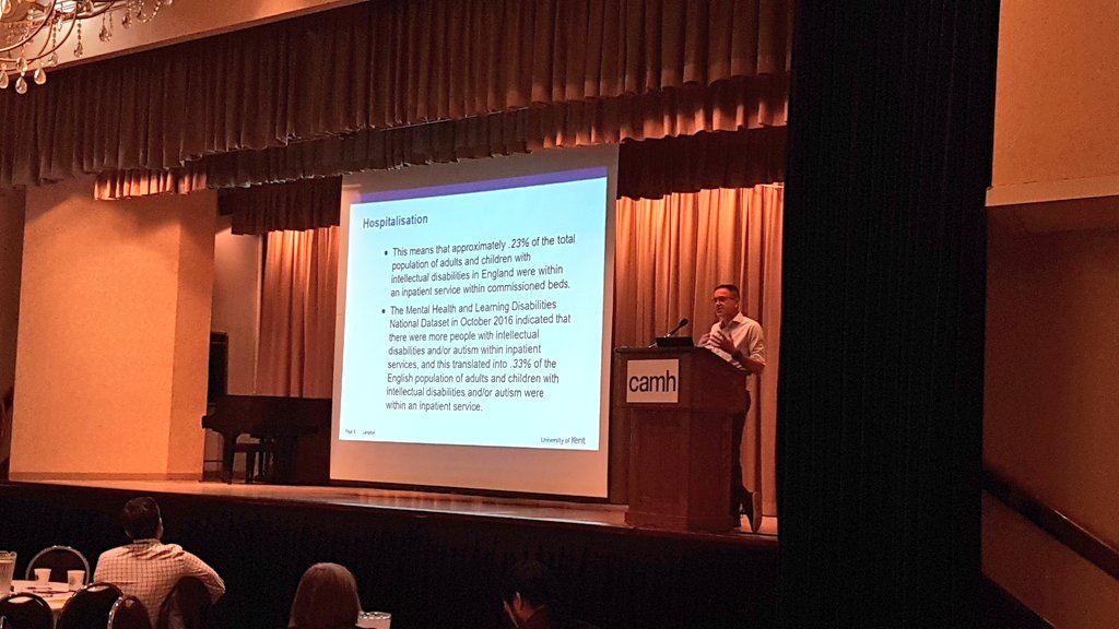 PorticoNetwork's tweet photo. Dr. Peter Langdon discussing studies and stats for measuring outcomes of forensic hospitals for people with intellectual disabilities. #FDDSS2018 https://t.co/p9IyaAGC9j