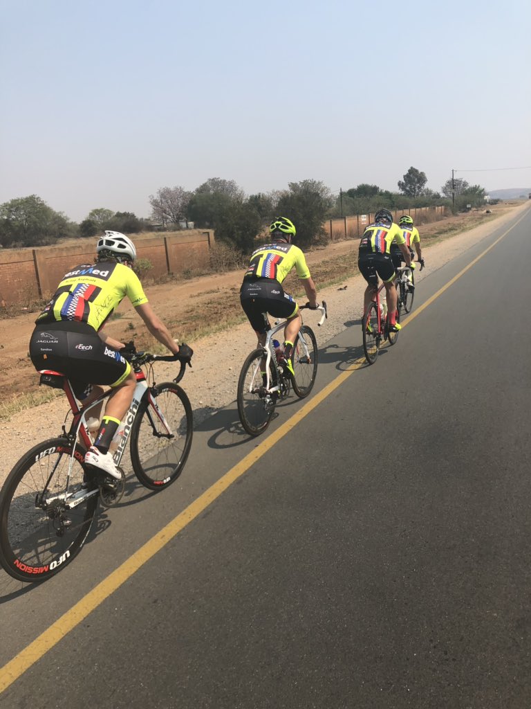 a Few Team members were fortunate enough to take part in Wednesday SportsPass Ride

They cycled the New Section of the @TshwaneClassic Route through Erasmia &amp; R511

Really smooth tar surface 

Fantastic alternative section to last year

#BeVisible
#BeSafe 
#Bestmed
