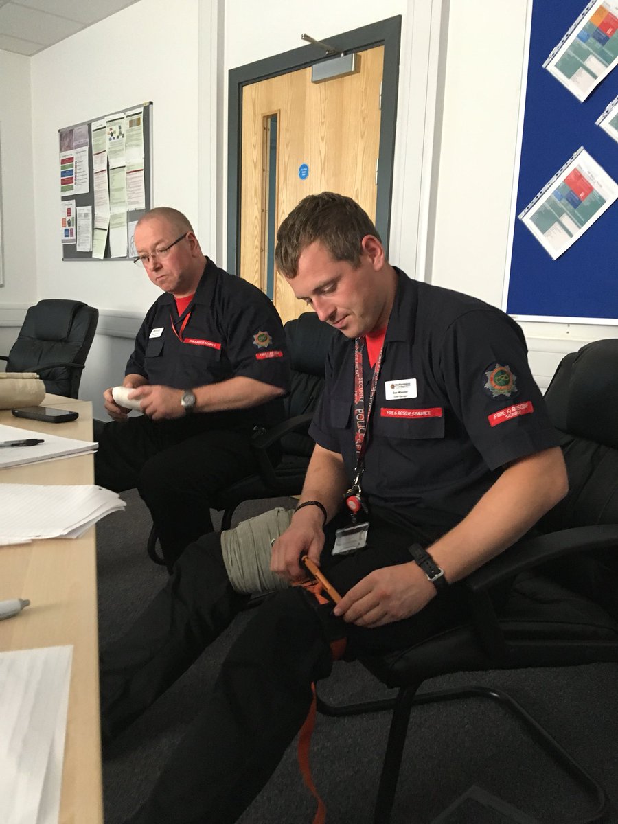 tmcp1234's tweet photo. Day 2 of FREC training at #Newcastle Community Fire Station 🚒 practice with bandages and tourniquets 😂#learningneverstops #training #firstaid #emergency #firefighter https://t.co/Fk8SDvSK0l