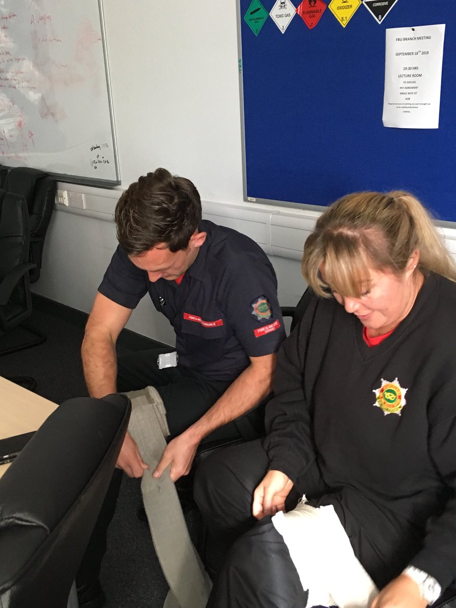 tmcp1234's tweet photo. Day 2 of FREC training at #Newcastle Community Fire Station 🚒 practice with bandages and tourniquets 😂#learningneverstops #training #firstaid #emergency #firefighter https://t.co/Fk8SDvSK0l