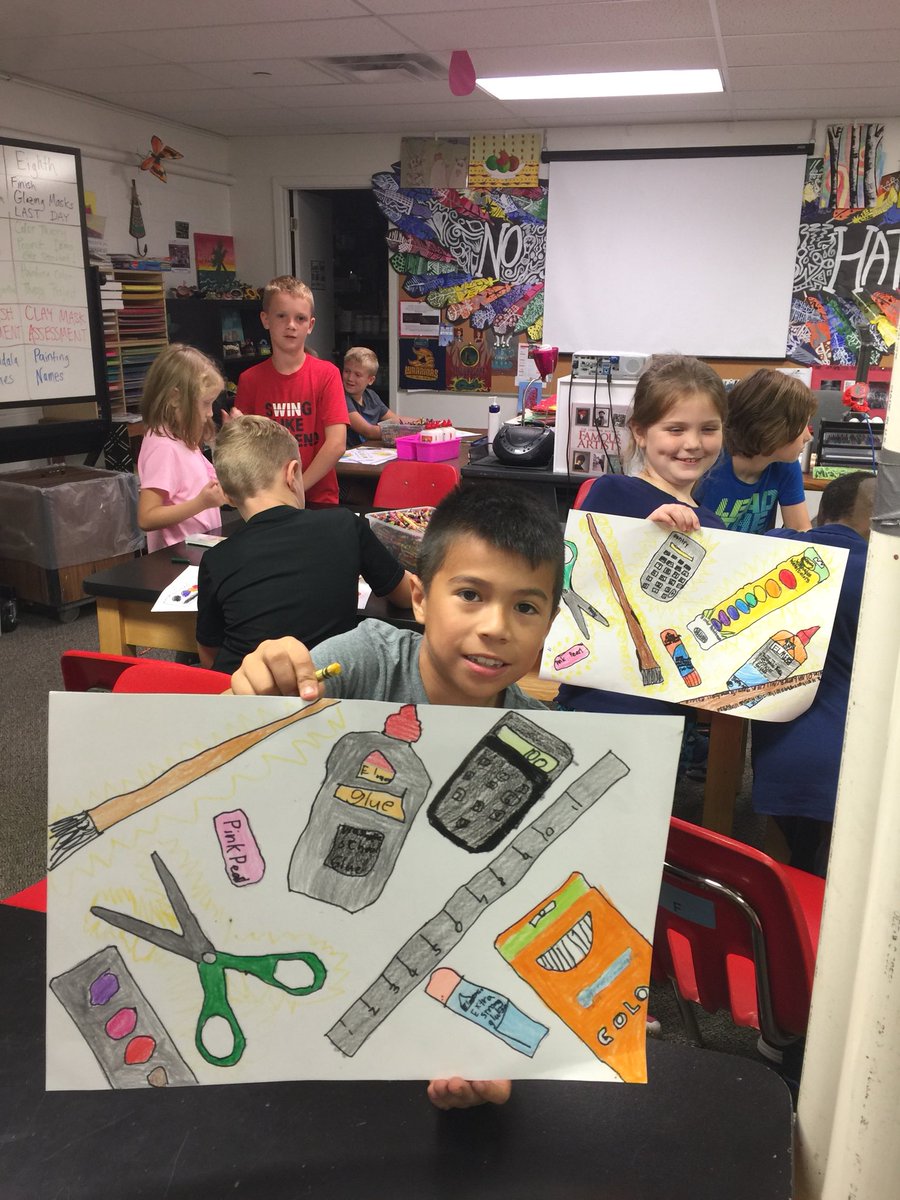 Third working on school supply artwork....resist is to come. See these hanging next week!!