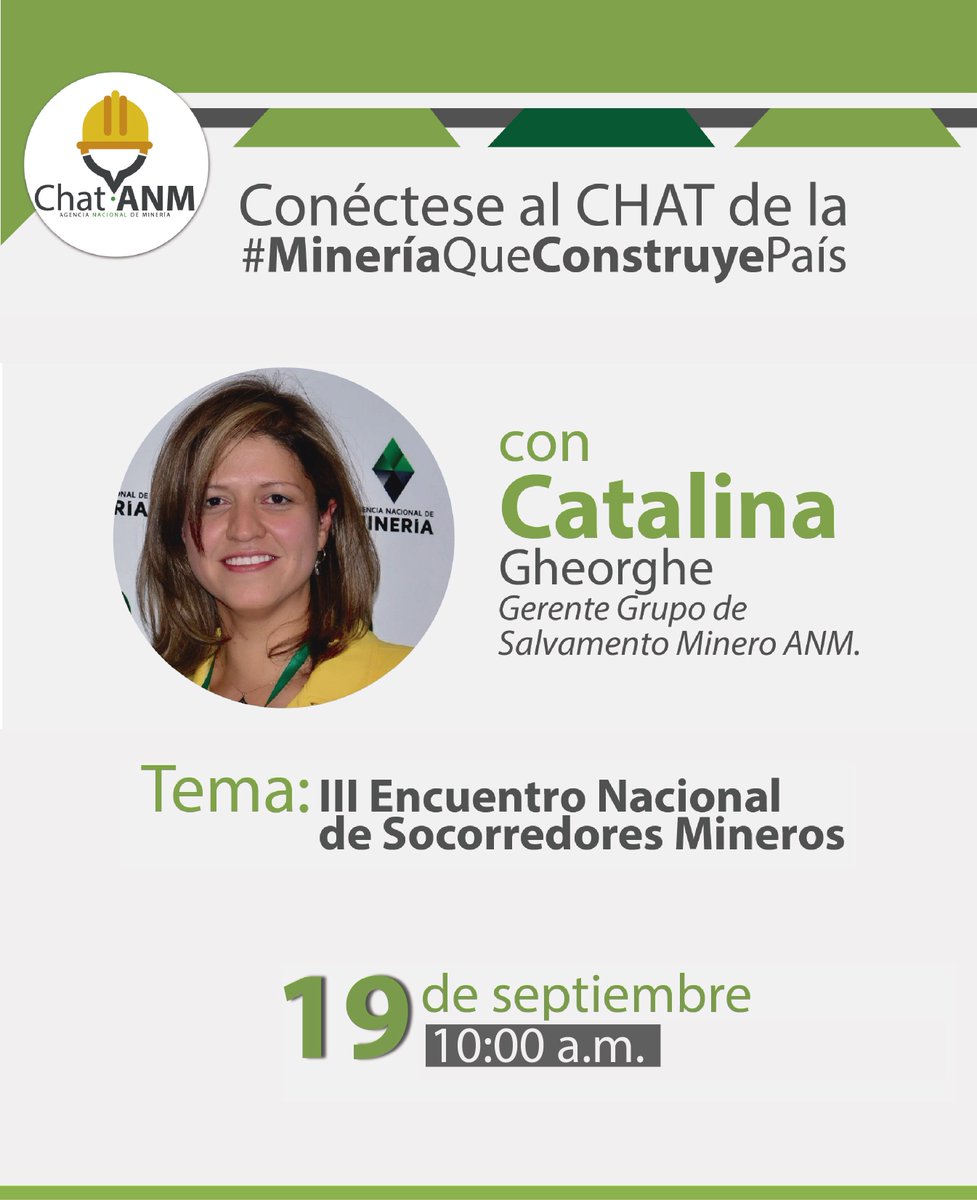 ANMColombia's tweet photo. En pocos minutos iniciará el #ChatANM sobre el III Encuentro Nacional de Socorredores Mineros. ¡Conéctese a las 10:00 a.m! https://t.co/j6jbAknT5l