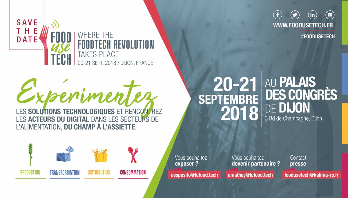 TAGsparency's tweet photo. Rendez-vous incontournable de l’#AgTech #FoodTech en France, #FoodUseTech rassemblera les 20 et 21 sept. à Dijon tous les acteurs de l’écosystème autour des usages des nouvelles technologies dont #TAGsparency. Venez nous retrouver au stand C7 ! A demain ! https://t.co/VZt5rJDlSi