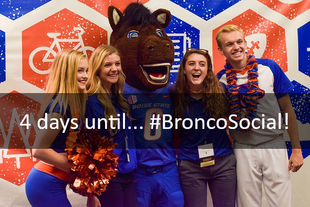 Meet Buster Bronco. He’s really excited for #BroncoSocial, but who wouldn’t be? There is going to be faculty, staff, and fellow students to connect with and refreshments and games to keep the party going all night long. 

Join the fun here: ow.ly/jSu750iTOks 

#BoiseState