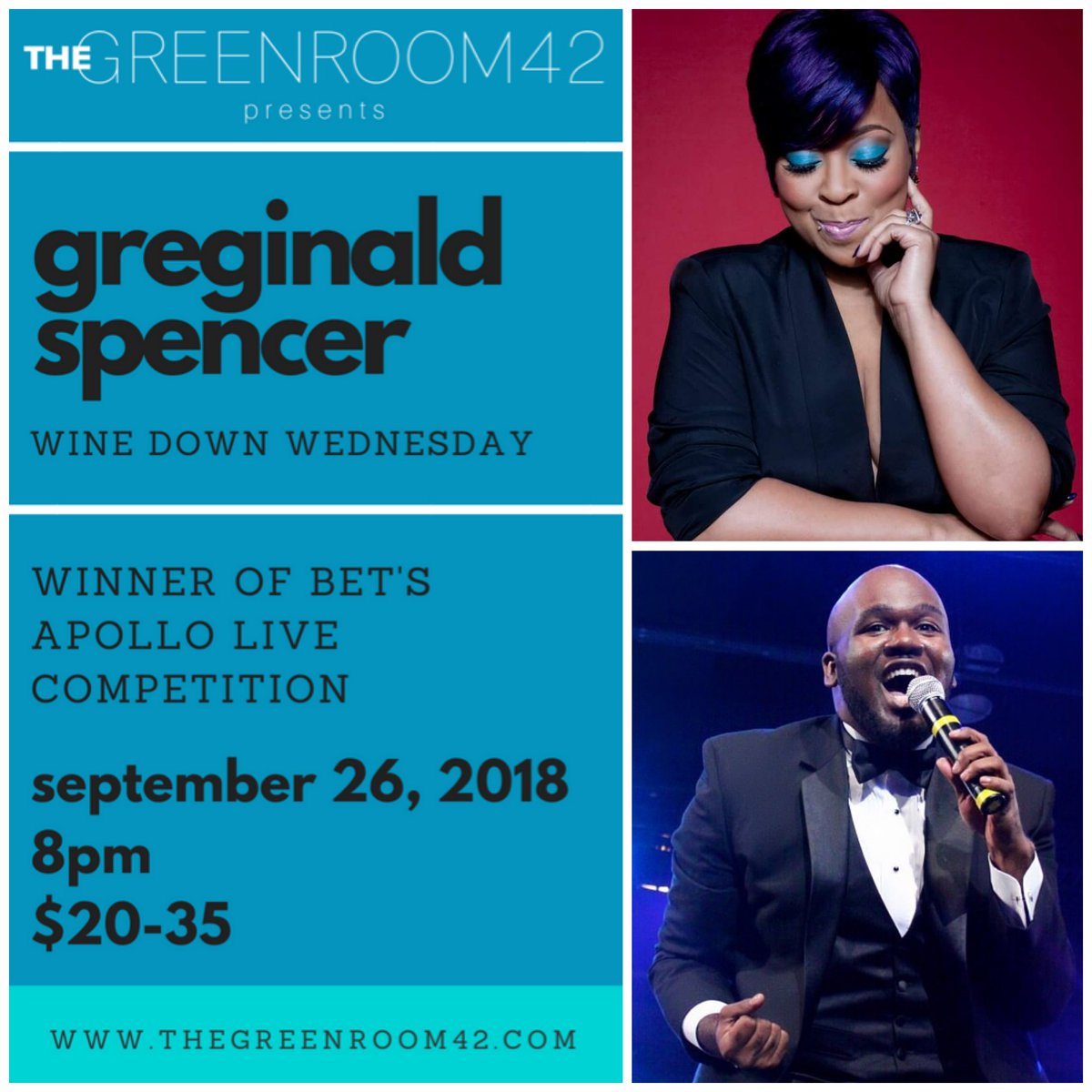 #NewYorkCity, join me next Wednesday at one of NY's premier live music venues, <a href="/TheGreenRoom42/">The Green Room 42</a> for an intimate evening of R&amp;B/Soul Classics. R&amp;B Diva <a href="/THEMONIFAH/">MONIFAH</a> joins me for a duet. #LiveMusic #NewYorkNightLife #TimesSquare #MonifahCarter #RnBDiva #ApolloWinner #GreenRoom42