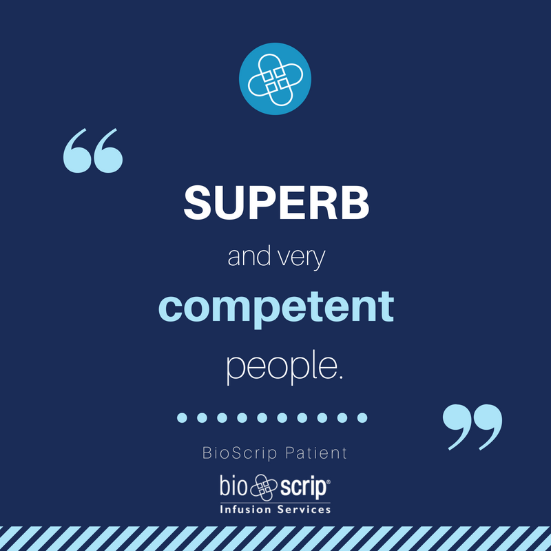 BioScripInc's tweet photo. A big thank you to this patient. #bioscrip #bioscripmatters #infusionservices #health #infusion #nurses #pharma #pharmacy #superb #competent #homecare #thankyou #testimony #patients #wednesdaywin #recognition #medicine https://t.co/4Sw4lbL3mG