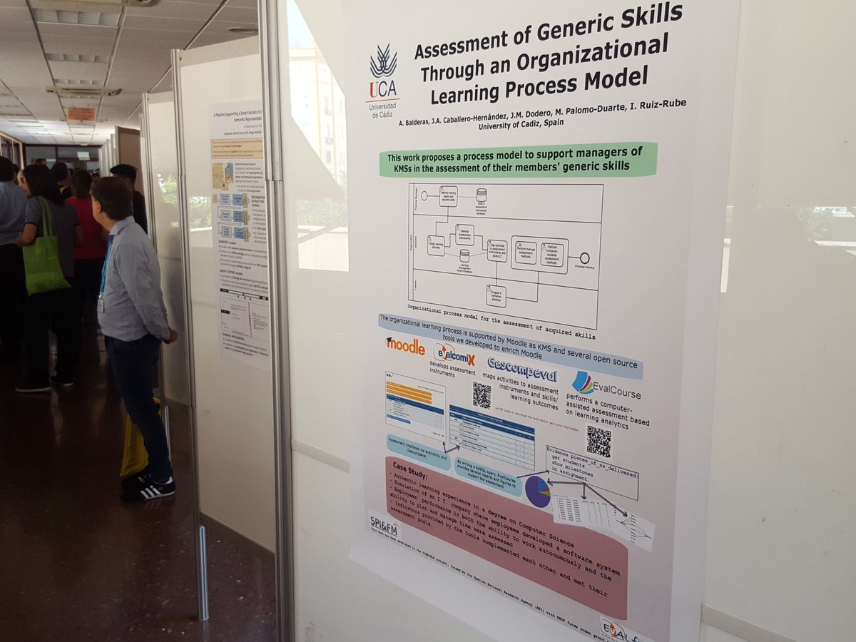 abalderico's tweet photo. Presenting our work "Assessment of generic skills through an organizational learning process model" at @etsii in #WEBIST poster session #WEBIST2018 with JA.Caballero @jmdodero @DrPantera @iruizrube https://t.co/HUbJx7uvbP