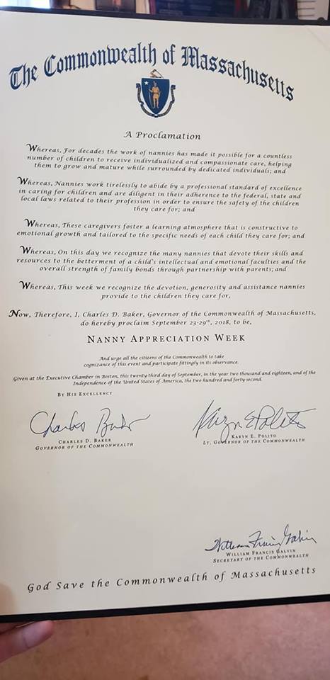 NannyThaty's tweet photo. Did you hear the news? I reached out to our Gov asking him to acknowledge National Nanny Recognition Week next week, and make it official in Massachusetts. Guess what? He did 😁😍 😊 Thank you so much, Gov @CharlieBakerMA
#NNRW #CharlieBaker #masspoli #nannylife #ndwa #dwdignity https://t.co/ZNV2TLO1xr
