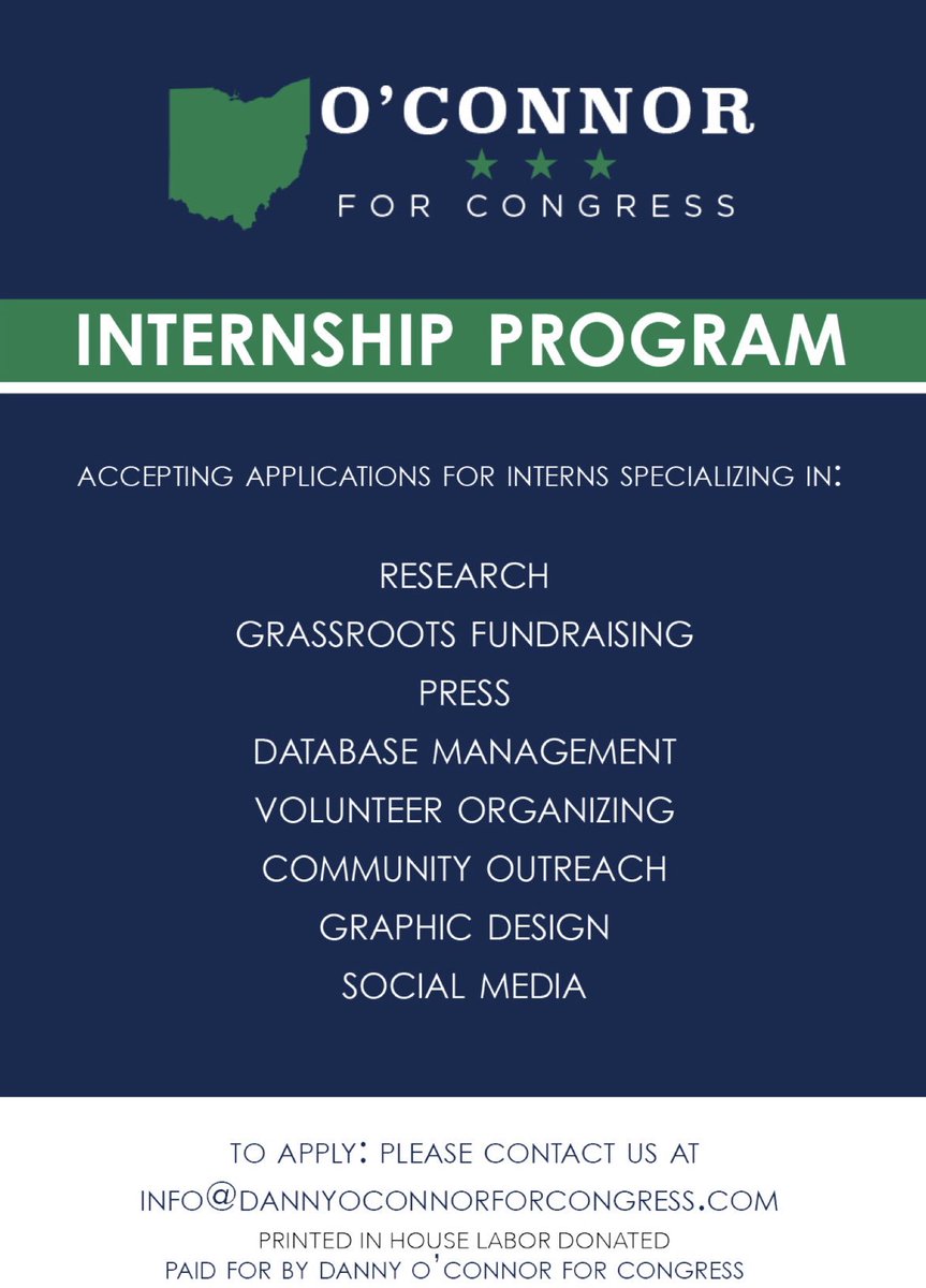 EnoughOOHS's tweet image. Interested in getting involved with the campaign process? We need HIGH SCHOOL interns to work on the Danny O’Connor campaign. DM us or contact the email below for more information.