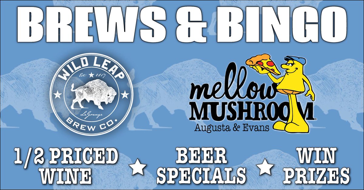 🍺🍕🍺 Go ahead and #TreatYoSelf for getting through (half) the work week!
<a href="/wildleap/">Wild Leap Brew Co.</a> Brews and Bingo going down at both <a href="/MellowMushroom/">Mellow Mushroom</a>  🍺🍕🍺