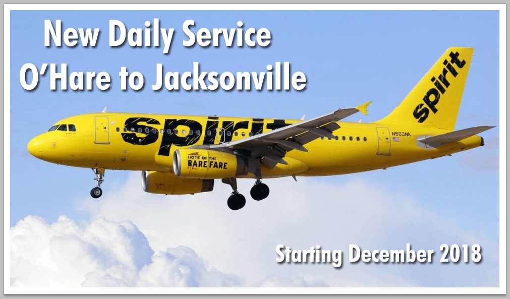 Î‘Ï€Î¿Ï„Î­Î»ÎµÏƒÎ¼Î± ÎµÎ¹ÎºÏŒÎ½Î±Ï‚ Î³Î¹Î± Spirit Airlines to begin nonstop daily Jacksonville - Chicago and Jacksonville - Detroit