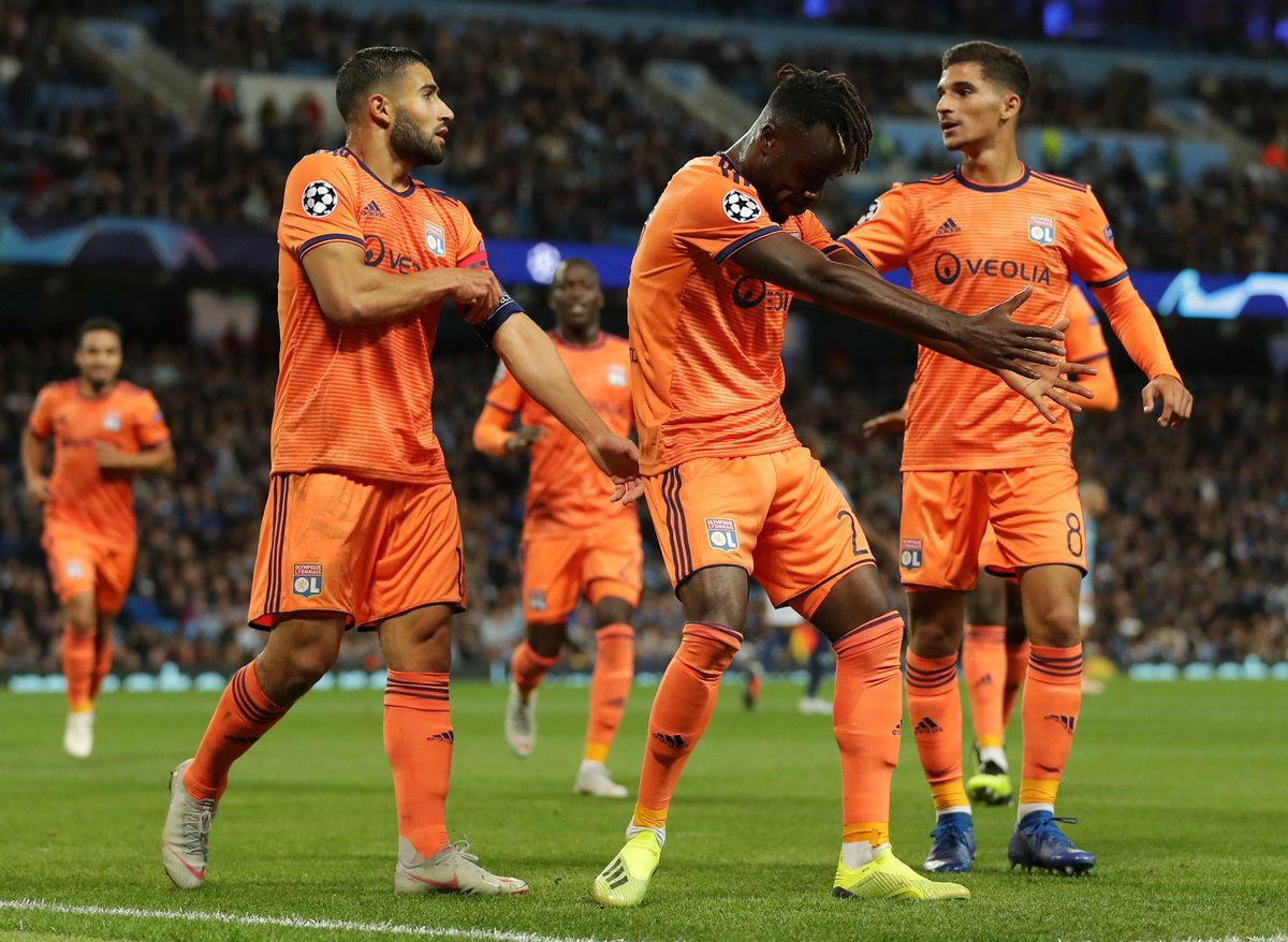ChampionsLeague's tweet photo. ⚽️ '26 Maxwel Cornet
⚽️ '43 Nabil Fekir

ℹ️ Manchester City are unbeaten in their last 8 #UCL group stage home games (W7 D1)...

🔴🔵 Shock on the cards? 

#UCL https://t.co/h23HnZSPJG