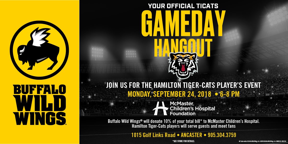 Join us at next Monday at <a href="/BWWingsCanada/">Buffalo Wild Wings</a> - Ancaster for our annual Celebrity Server event in support of @HamHealth!