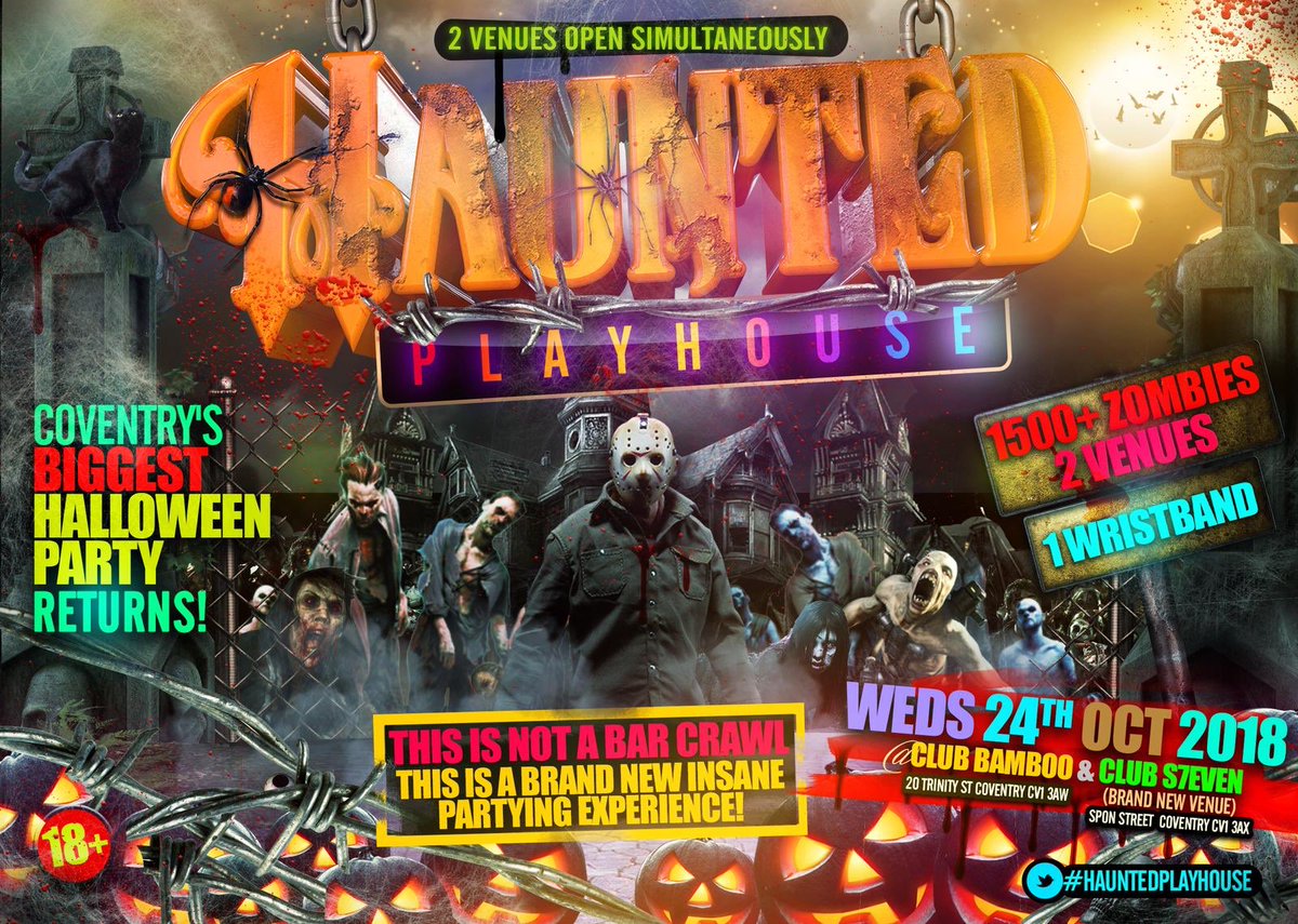 HauntedPlayhous's tweet photo. #HauntedPlayhouse 👻

The Midlands BIGGEST Halloween Party Returns 🎃

COVENTRY📍

1500+ ZOMBIES 🧟‍♀️ 
2 VENUES

This is A Brand New Insane Partying Experience 😩🤪

Tickets Out Tomorrow 9PM ⏰
Starting From £3 🚧
https://t.co/8zZQg0EYJA https://t.co/uhPQzZGkHm