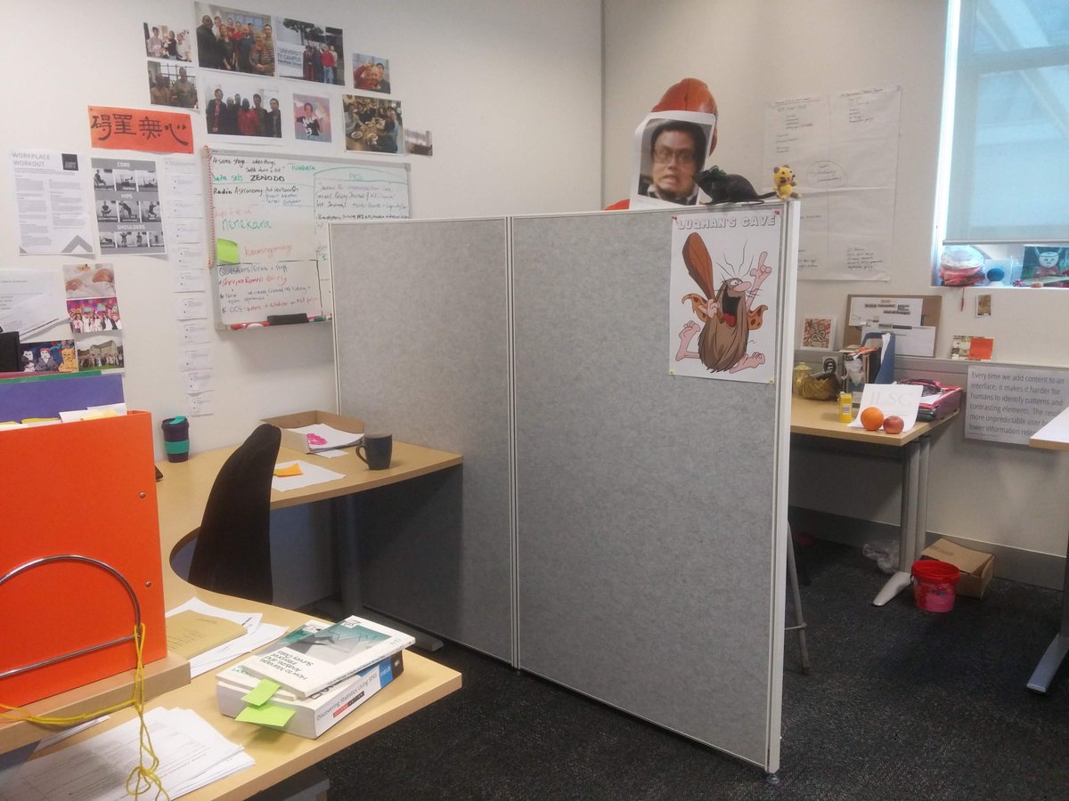 theluqmanarian's tweet photo. A gift from caring colleagues after two days off sick. The only desk divider in an otherwise open plan office. #teamcare #silentcorner 😍 https://t.co/g7GydGMiYt
