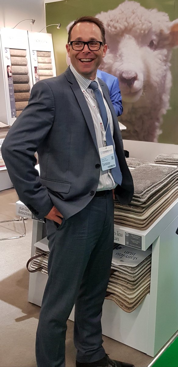 Simon looking sheepish at the latest Harrogate Flooring Show #wool #cavaliercarpets #Carpet #sheep <a href="/FlooringShow/">The Flooring Show</a> <a href="/cavaliercarpets/">Cavalier Carpets</a>