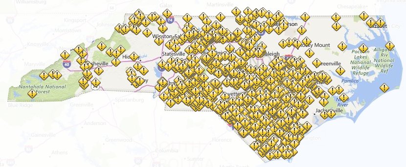 NCDOT on Twitter: "Here's a look at road closures (currently 850 