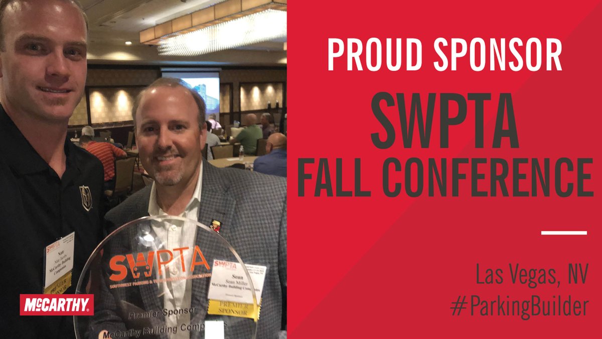 McCarthyBuild's tweet photo. It’s been a great week learning and sharing knowledge with #parkingexperts at the @SWParking conference. If we haven’t had a chance to connect, be sure stop by the @GoldenNuggetLV today! #ParkingBuilder #ProudSponsor #SWPTA2018 https://t.co/Q7kwVrcpVS
