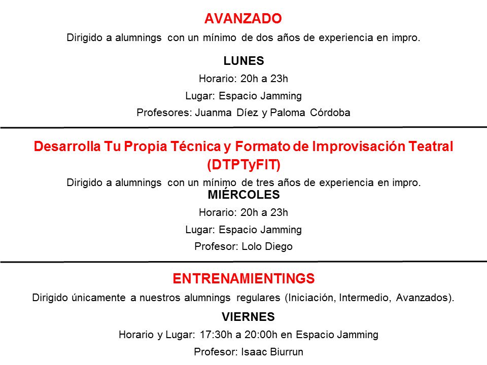 jammingteatro's tweet photo. 📌 En este enlace tienes toda la info para apuntarte este añing nuestros Cursos regulares Jamming ► https://t.co/ydWpdhw18t 
📮 jammingcursos@gmail.com

#EscuelaJamming <M> La Latina 
#formación #actores #actrices #impro #improvisación #teatro #actig https://t.co/dxjkyGz9oK