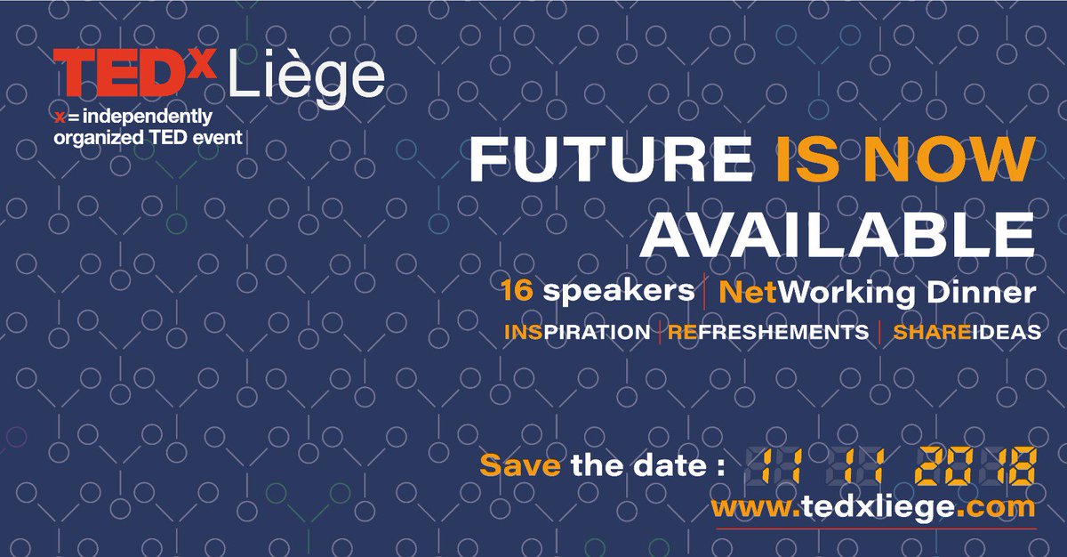 Tickets are on sale now ! 🎊 Get yours to be sure to attend this unique TEDxLiège... Share the news!!!  🔥🔥🔥 
Keep in mind that there is a limited number of tickets 😮 
#TEDxLiège #futureisnow  #countdown
Tickets➡️  bit.ly/2plw4kX