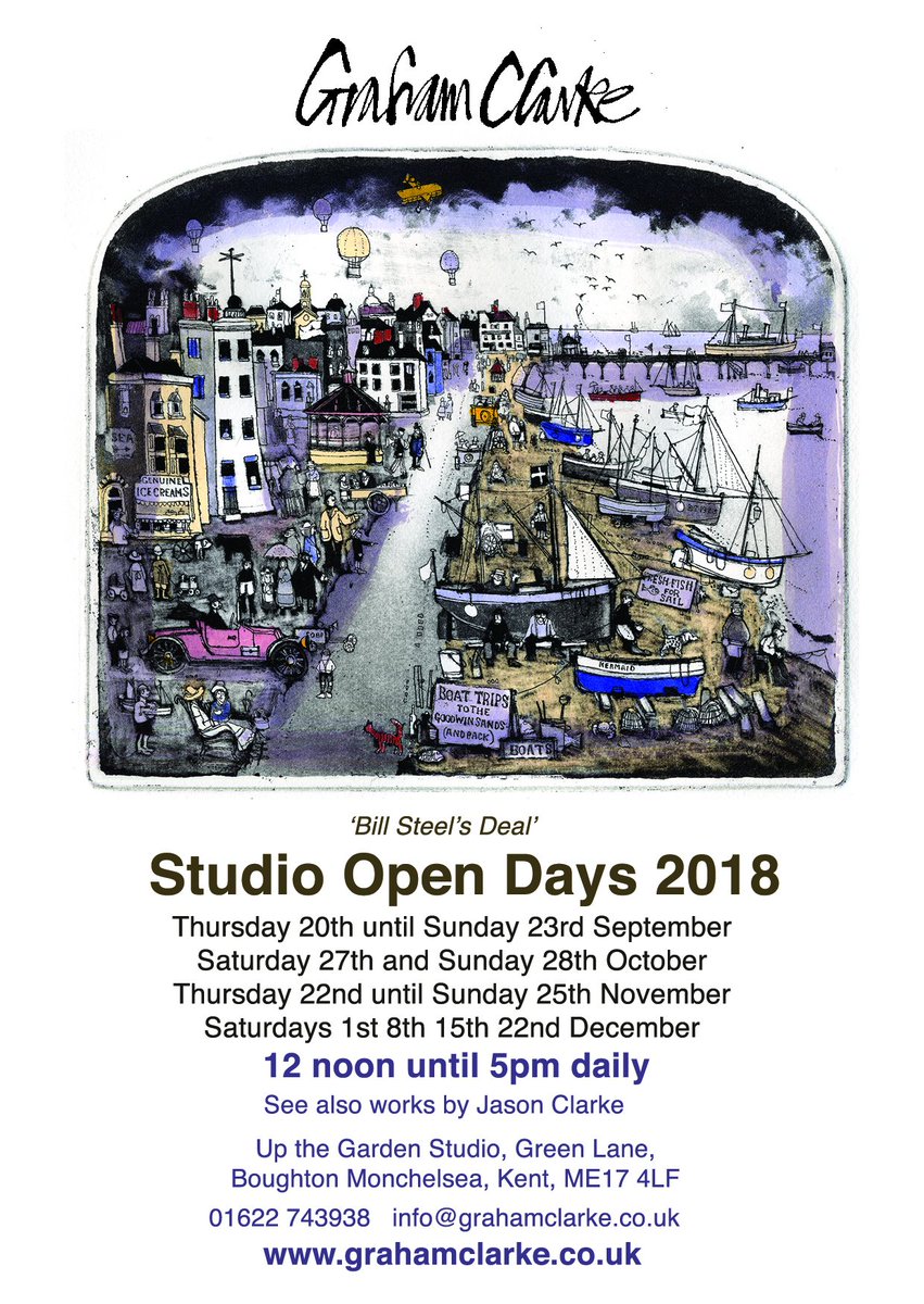 My studio gallery in Kent is open from Thursday 20th to Sunday 23rd September 12-5pm daily. All welcome. More info here grahamclarke.co.uk/home.php #madeinkent #producedinkent #shoplocal #printmaking #maidstone #etching #handmade