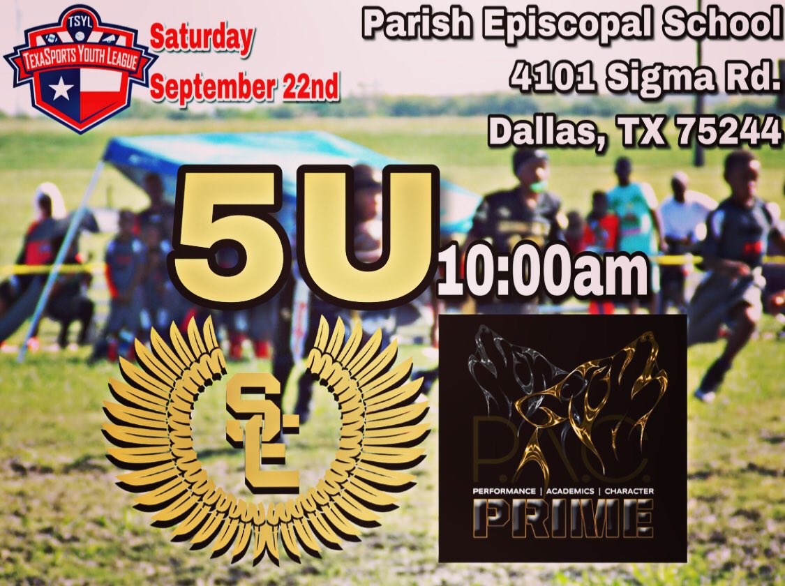 _SoaringEagles_'s tweet photo. Soaring Eagles’ @TexaSportsdfw Schedule for Saturday, September 22nd

5U Soaring Eagles vs Pac Prime Black - 10am

6U Soaring Eagles vs YU - 11am

7U Soaring Eagles vs YU - 12pm

8U Soaring Eagles vs YU - 1:30pm

7U 81G vs NTX Mustangs - 3pm

9U Soaring Eagles vs YU - 4:30pm https://t.co/tULJ1q7OL6