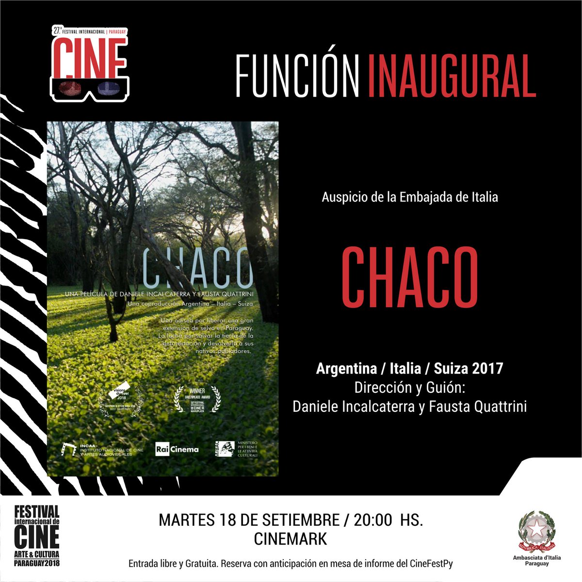 start_milano's tweet photo. "Il Chaco sta sparendo"
#DanieleIncalcaterra alla cerimonia d'apertura del @cinefestpy che ha proiettato come film inaugurale proprio il suo ultimo film #Chaco. Diretto con #FaustaQuattrini e co-prodotto anche da Start! 👏👏👏
Qui l'articolo completo: https://t.co/wLY9xm9tGx https://t.co/S4XHgf8FaY