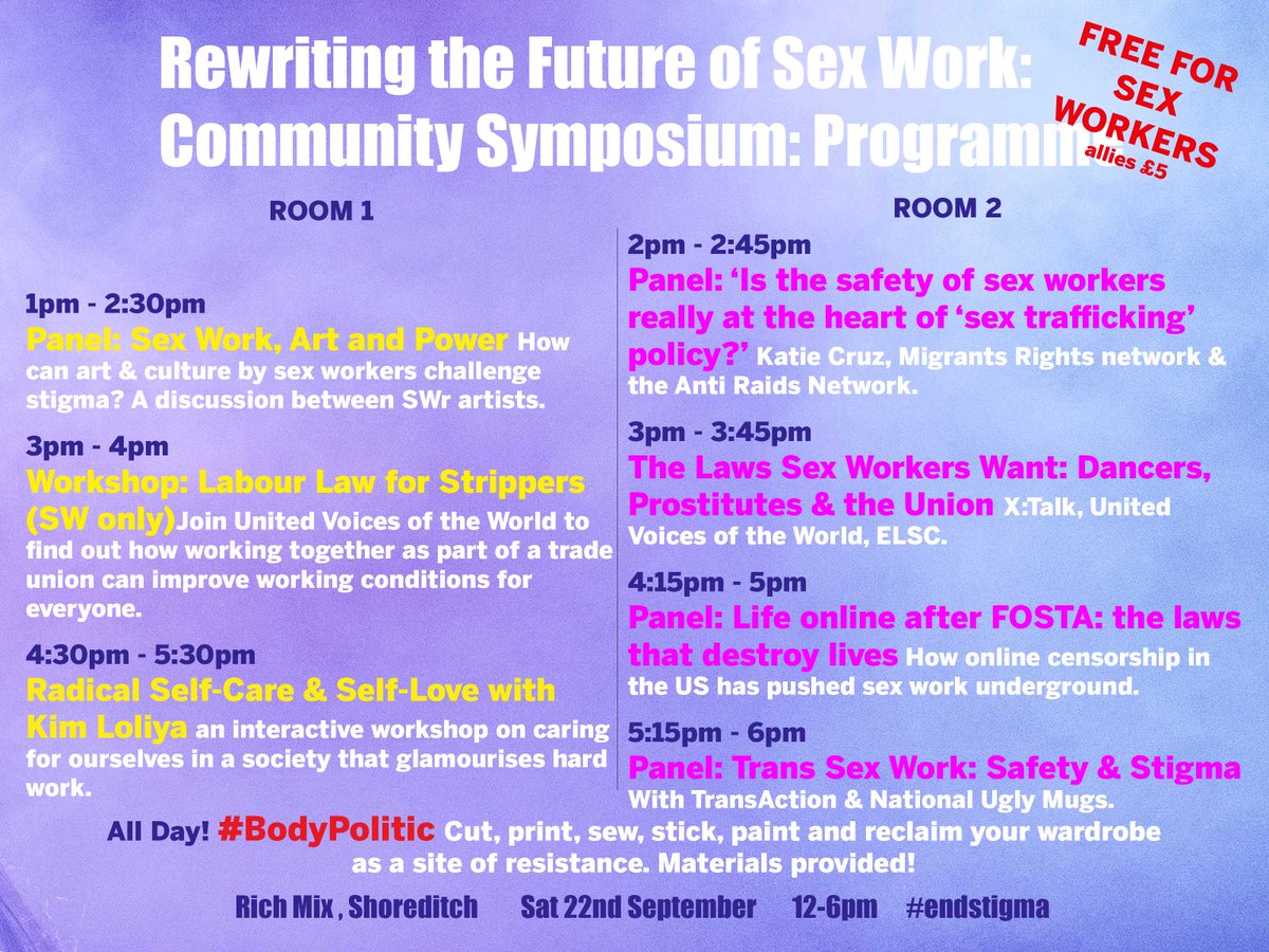 So excited to announce this programme for Saturday. Please come, bring your friends, support the SW community and participate in some essential conversations. #sexworkiswork #sexworkersrights #endstigma PLEASE RT and help us fight censorship x
🔥💎🔮