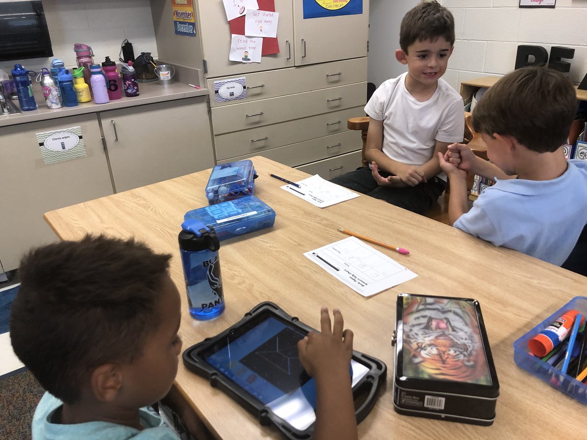 mrsichesco's tweet photo. Math explorations in full swing! Tallys, geoboards, base ten blocks galore...We ❤️ math! #ncecsd https://t.co/qPjdB9jDGb