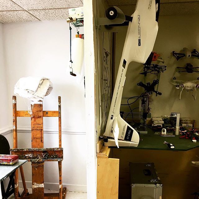 OBportland's tweet photo. We love how things go together. Chocolate and peanut butter, Batman and Robin. And now we see Drones and Oil Painting. #juxtaposition #fineishart #drones #mixandmash #communityofmakers #creationspace #communtiyworkshop #obportland https://t.co/9G38YYL8WO https://t.co/4uAchOKPEP