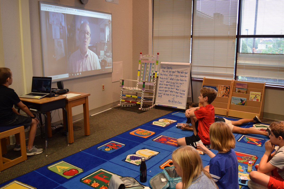 HuebnerLibrary's tweet photo. The Webpages had a great time hanging out with Bluebonnet author @PaulAcampora last Friday. They had some fantastic questions for him! #neisdlibs #HuebnerReads @HuebnerHuskies https://t.co/9XlE6sWkUS