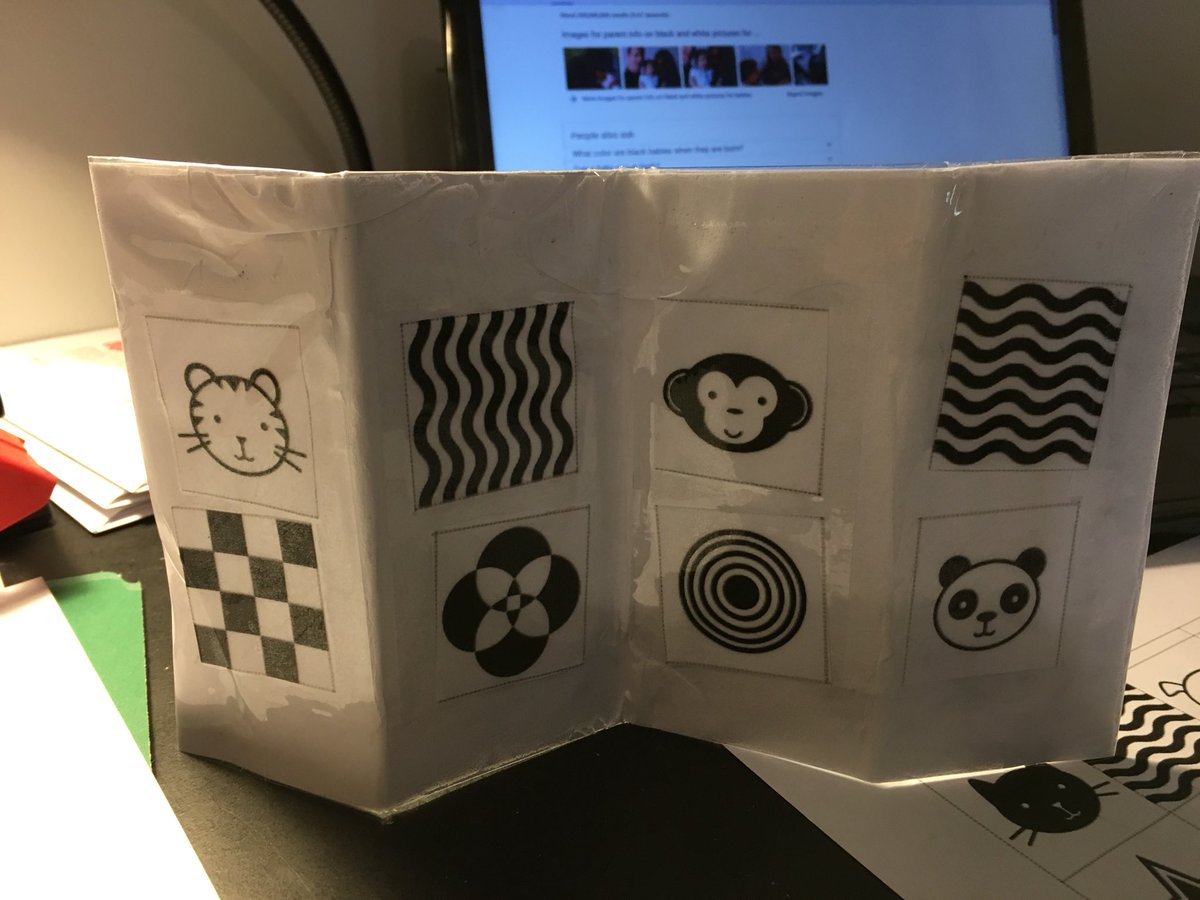 NENParentsteach's tweet photo. PAT has great activities and toy ideas that you can make with items you have around the house!  This accordion book will help babies ages 1-3 months with their visual development.  Did you know that babies only see the colors black and white until around 3-4 months?! #NENPride https://t.co/fODnzd7jil