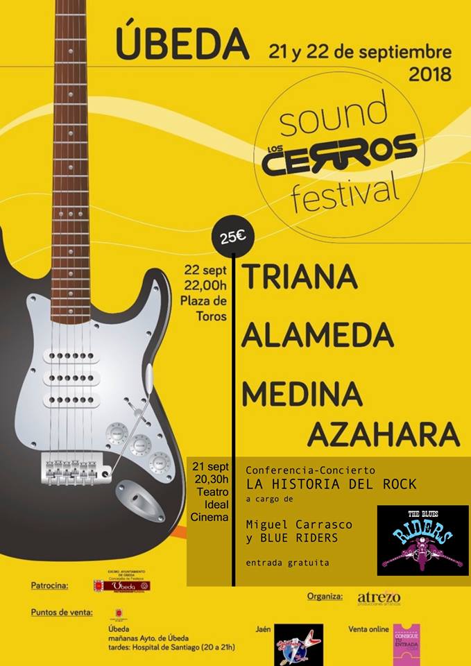 jaenturismo's tweet photo. Si te gusta el #rockandaluz, tienes este sábado una cita en #Úbeda con Triana, Alameda y @MedinaAzahara_ en Los Cerros Sound 🎸Festival. Contamos contigo👍!!! https://t.co/AexX77OqFP @aytoubeda @turismodeubeda #rockandroll #citamusical #conciertos #Jaén #ParaísoInterior https://t.co/Q4b8aAZbzL